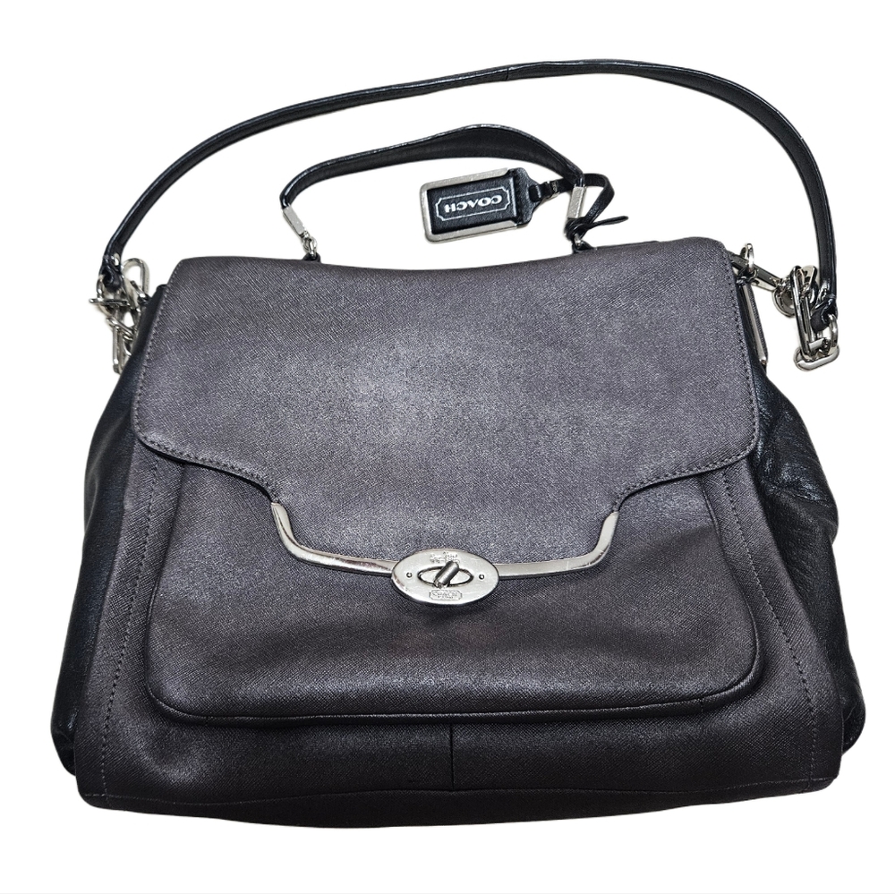 Coach Dark Gray Leather Shoulder Bag